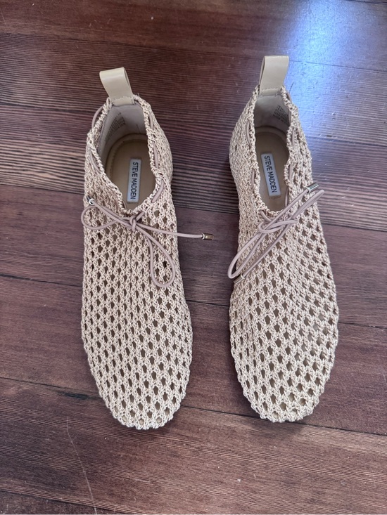 Steve Madden Shoes - Steve Madden Vespa Neutral Beige Open-Knit Lace-Up Shoes